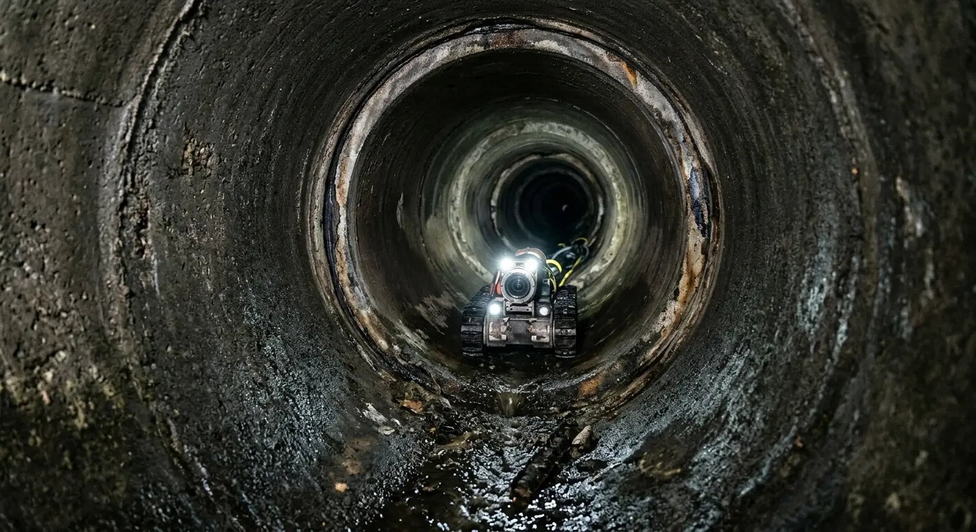 Robotic sewer camera inspecting pipe interior for Sewer Line Repair in Chino Valley